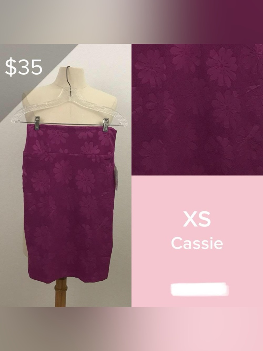 LuLaRoe Cassie Pencil Skirt in Deep Plum Floral